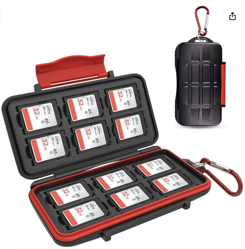 Water-Resistant Anti-Shock Memory Card Storage Protector Wallet with Carabiner