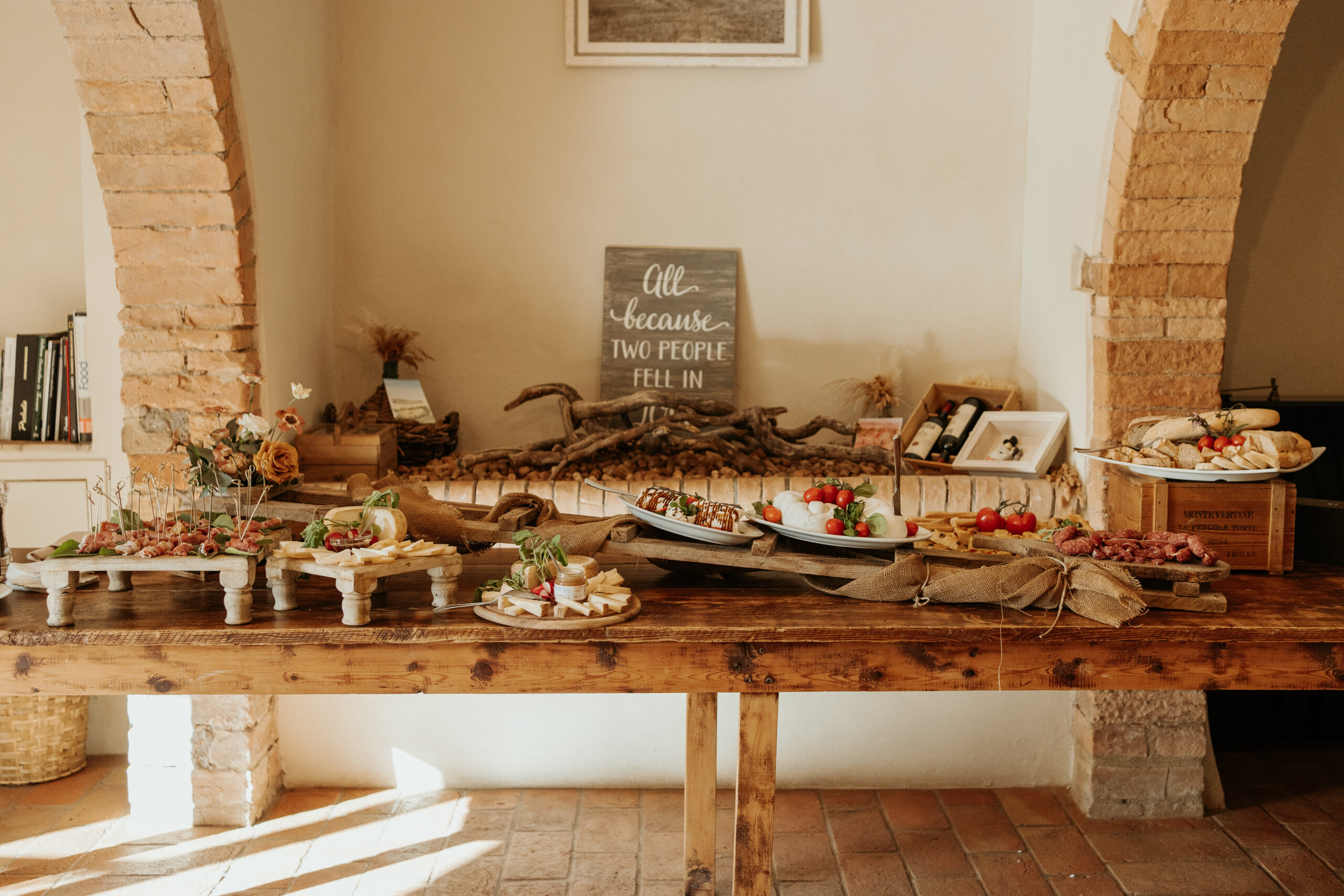 Italy Wedding Cocktail Hour Table spread
